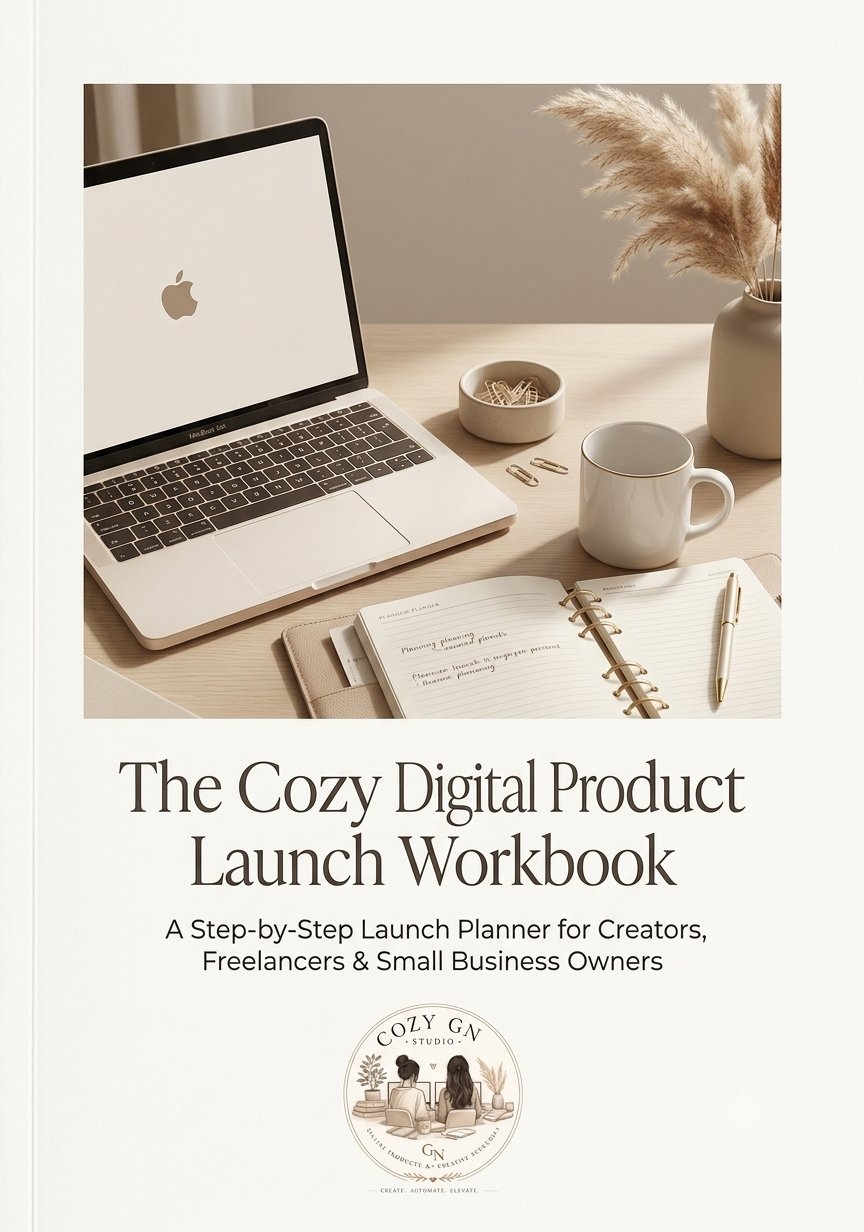 The Cozy Digital Product Launch Workbook Ebook by Cozy GN Studio